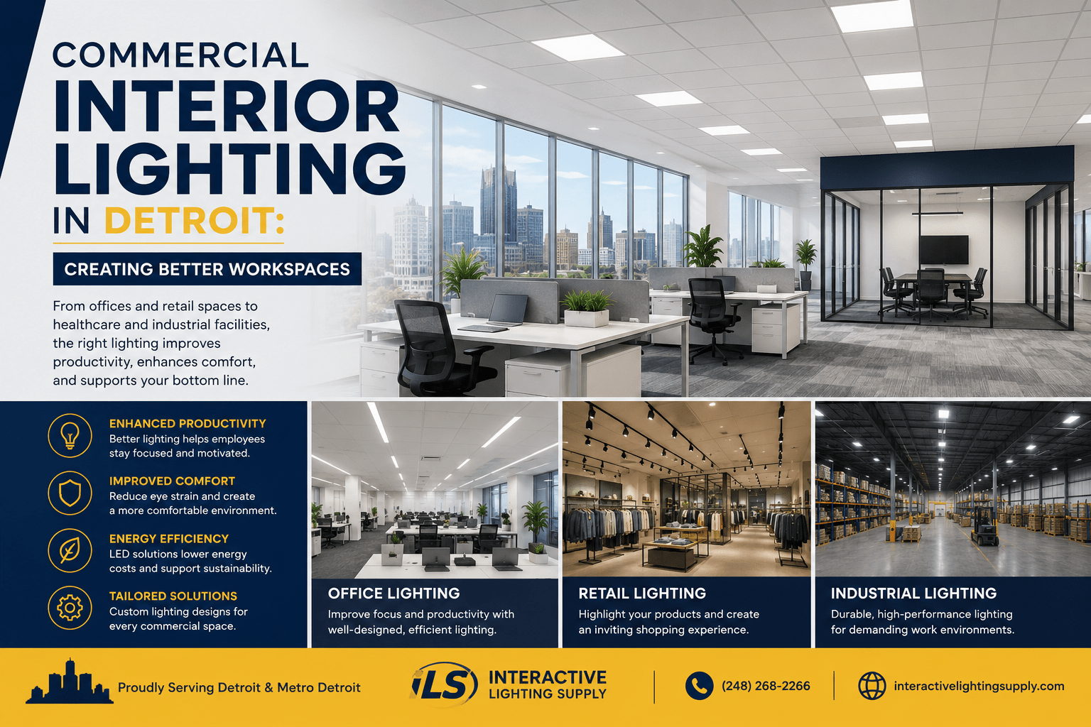 Commercial Interior Lighting in Detroit: Creating Better Workspaces - Interactive Lighting Supply