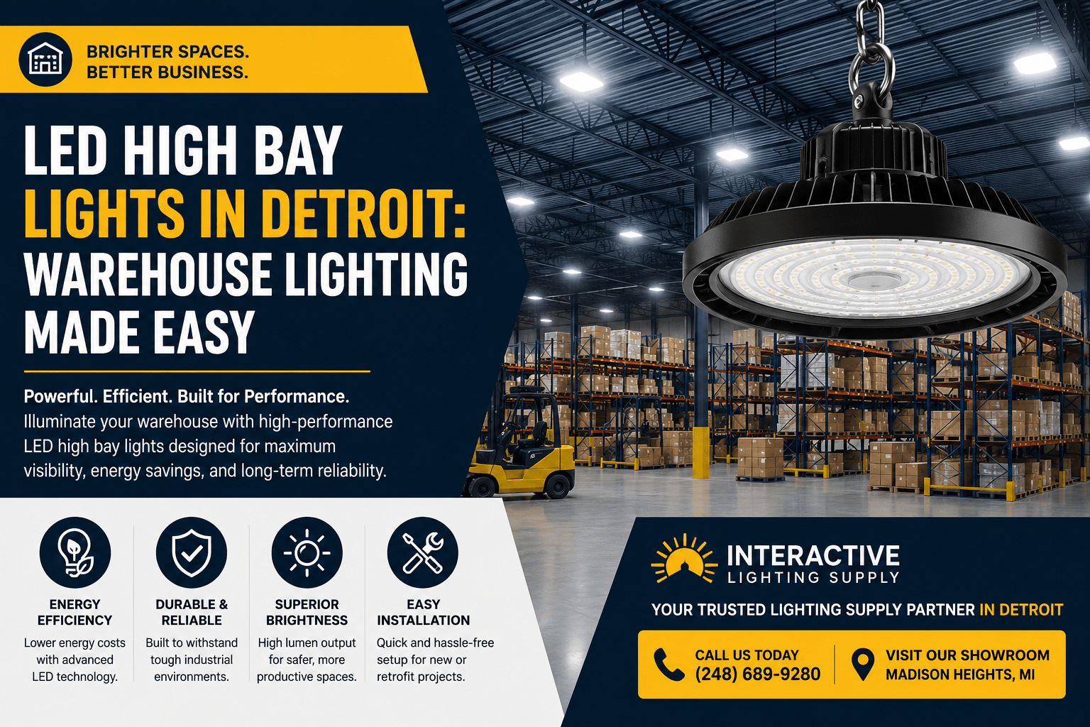 LED High Bay Lights in Detroit: Warehouse Lighting Made Easy - Interactive Lighting Supply