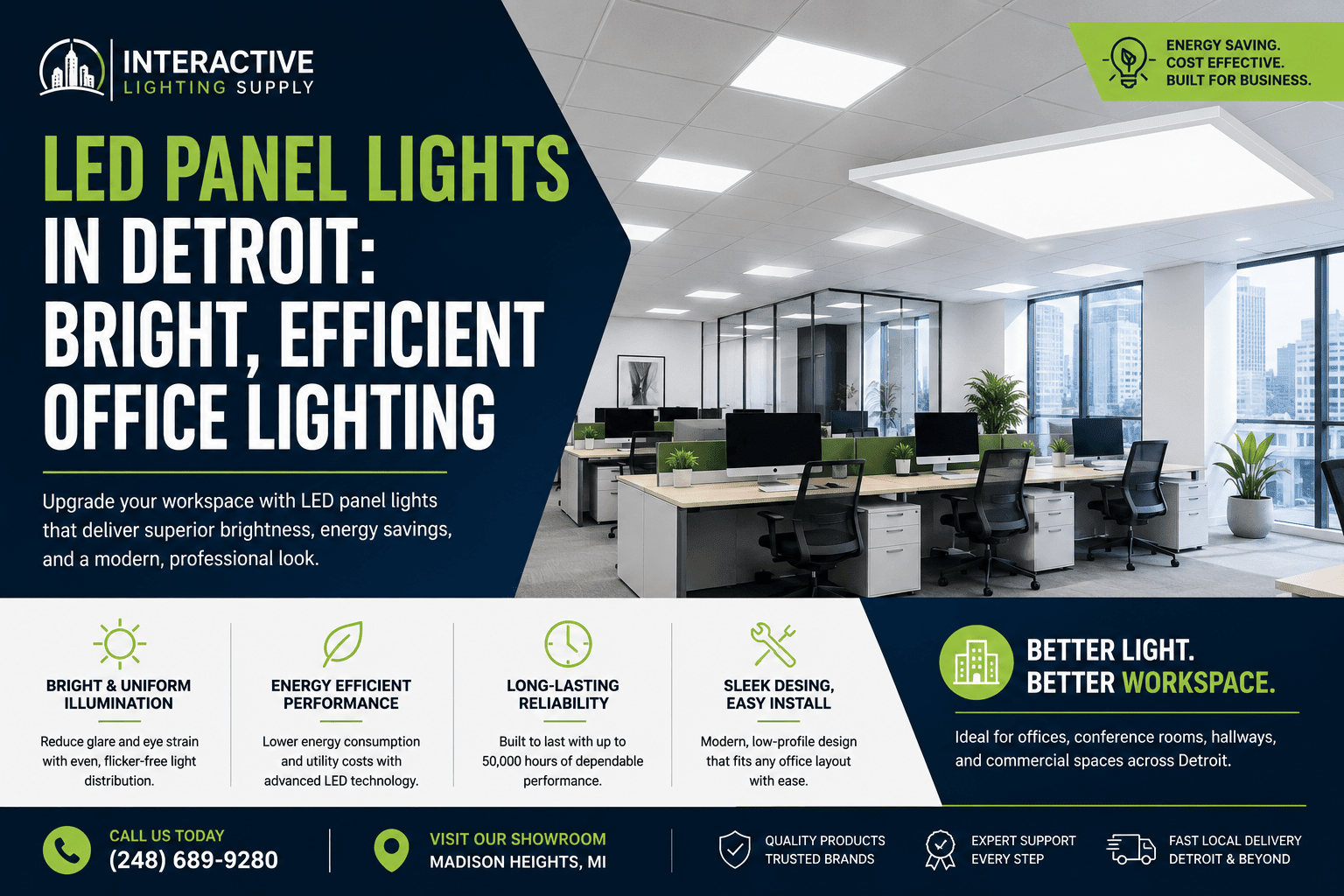 LED Panel Lights in Detroit: Bright, Efficient Office Lighting - Interactive Lighting Supply