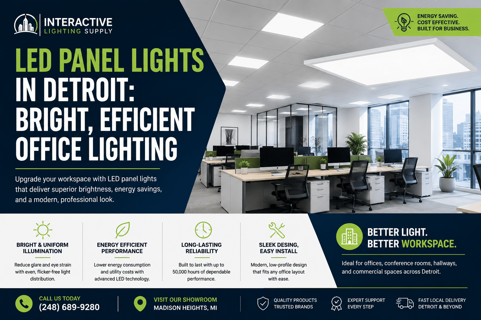 LED Panel Lights in Detroit: Bright, Efficient Office Lighting - Interactive Lighting Supply