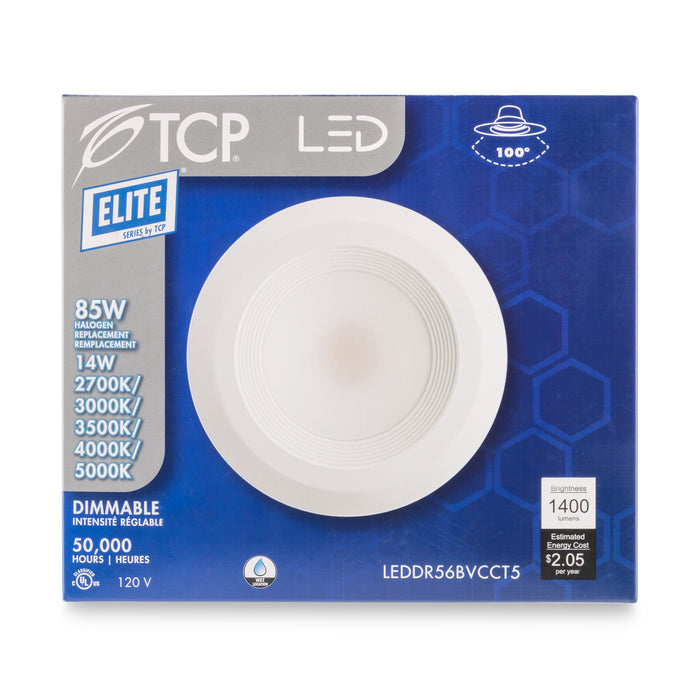TCP LEDDR56BVCCT5 5/6" Residential 14W LED Downlight Retrofit E26 Base CCT Selectable