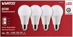 SATCO S11775 9W A19 LED Bulb 3CCT Selectable E26 4-Pack