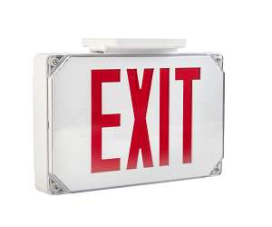 Keystone KT-EX-TP2-WH3RL-SD LED Exit Sign Dual Face Red Letters White 120-277V Wet Location