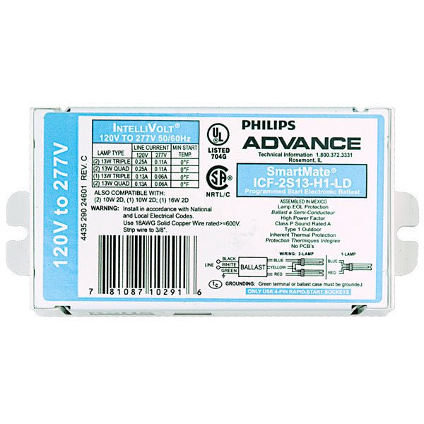 Advance Advance ICF2S13H1LDK 2-Lamp 13W CFL Ballast 120–277V KIT ICF2S13H1LDK