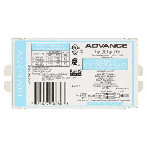 Advance Advance ICF2S26H1LDK 2-Lamp 26W CFL Ballast 120–277V KIT ICF2S26H1LDK