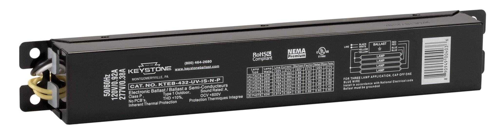 Advance Advance ICN4P32N35I 4 - Lamp 32W T8 Ballast 120–277V Instant Start ICN4P32N35I