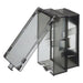 Arlington 61HC clear horizontal low-profile IN-AND-OUT weatherproof outlet cover shown open.