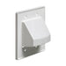 Arlington CE2 2-gang reversible low-voltage cable entrance plate, white, front angled view.