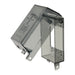 Arlington DBPV1C single-gang Dri-Box adapter with clear weatherproof cover in vertical-mount configuration.