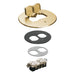 Arlington FLB6230MB 6-inch round brass floor box cover kit with two flip lids, gasket plates, and receptacle.