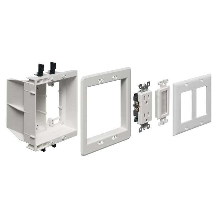 Arlington TVBU505K 2-Gang Recessed TV Box Kit, White