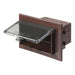 Arlington DHB1BRC recessed In Box kit installed in a brick wall with clear weatherproof cover.