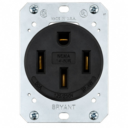 Bryant Electric Bryant 9450FR NEMA 14-50R Receptacle 50A 125/250V Black 9450FR