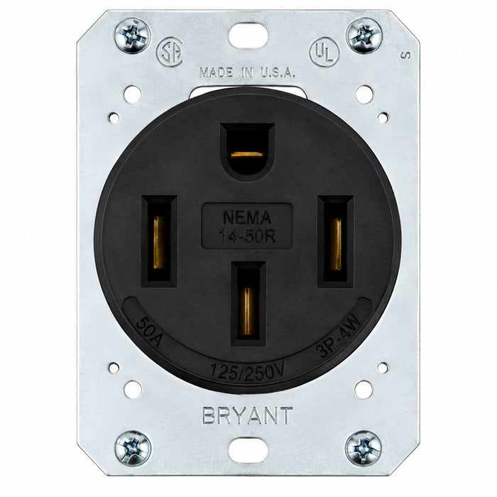 Bryant Electric Bryant 9450FR NEMA 14-50R Receptacle 50A 125/250V Black 9450FR