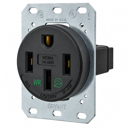 Bryant Electric Bryant 9450FR NEMA 14-50R Receptacle 50A 125/250V Black 9450FR