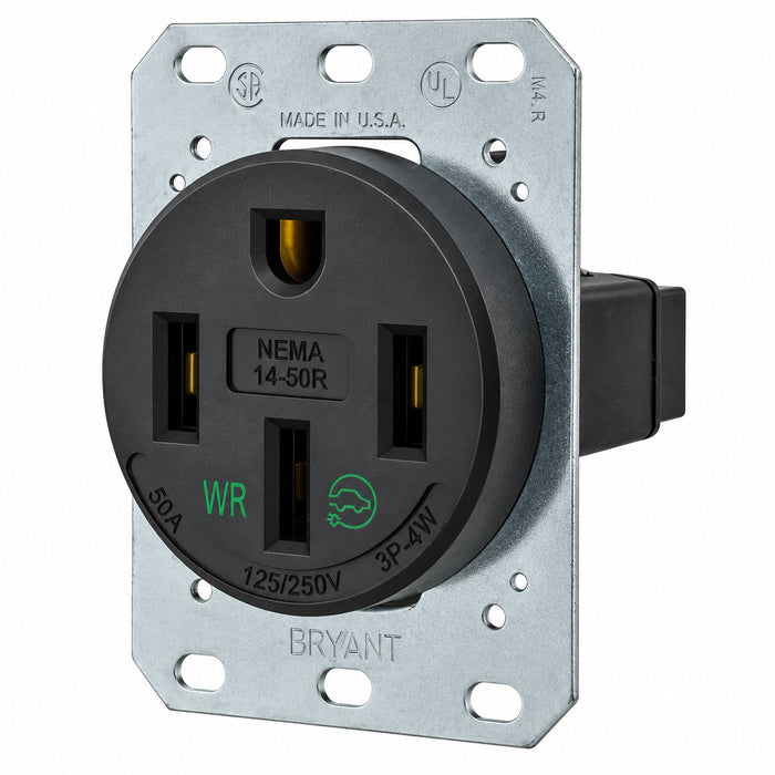 Bryant Electric Bryant 9450FR NEMA 14-50R Receptacle 50A 125/250V Black 9450FR