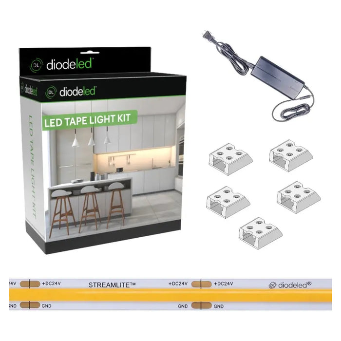 Diode LED DI-KIT-24V-STMLTPG96-3000 16.4-ft STREAMLITE tape light kit with driver and installation accessories