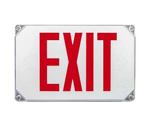 Keystone KT-EX-TP2-WH3RL-SD LED Exit Sign Dual Face Red Letters White 120-277V Wet Location
