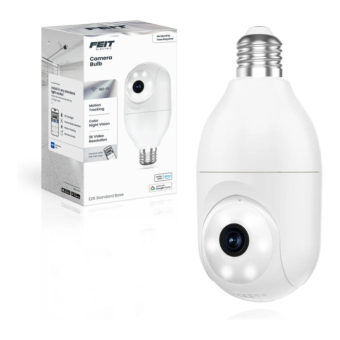 Feit Electric Feit Electric CAM/PAN/WIFI/E26/2K E26 Smart Bulb Security Camera 2K QHD CAM/PAN/WIFI/E26/2K