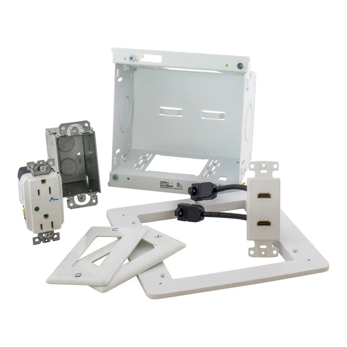 Hubbell Premise Wiring Hubbell NSAV62M 2-Gang In-Wall AV Connection Enclosure, White NSAV62M