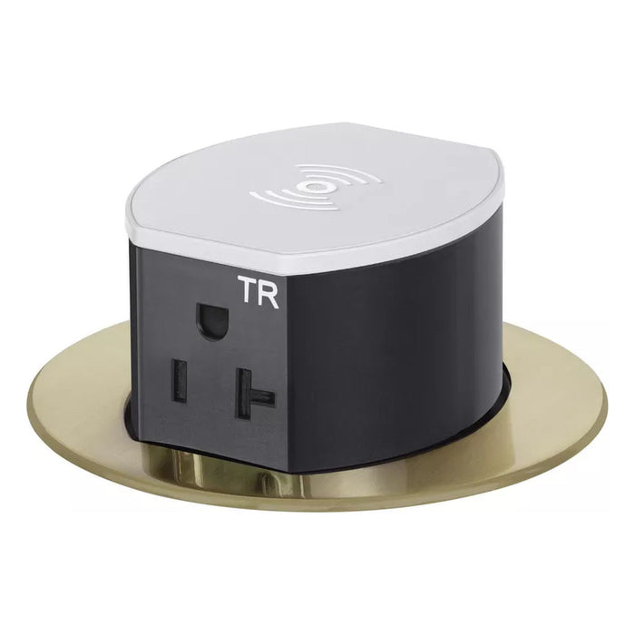 Hubbell Wiring Device-Kellems Hubbell RCT620BR Tri-Power Pop-Up Receptacle 20A 125V Brass RCT620BR