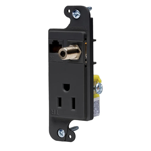 Hubbell Wiring Device-Kellems Hubbell RJ650BKTR J-Load Media Outlet Cat 6 15A 125V Black RJ650BKTR