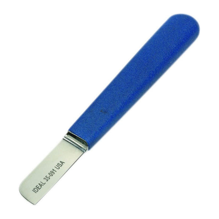 IDEAL 35-0911 hand tool with blue cushioned handle and flat metal blade. 