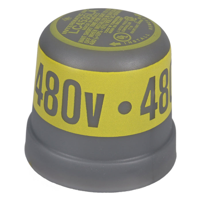 Intermatic LC4535LA locking thermal photocontrol shown from an angled view with 480V marking.