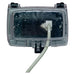 Intermatic WP1000HC clear single-gang horizontal weatherproof in-use cover shown with connected power cord.