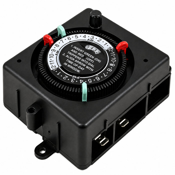 Intermatic PB914N84 mechanical timer showing compact panel-mount housing and 24-hour timing dial.