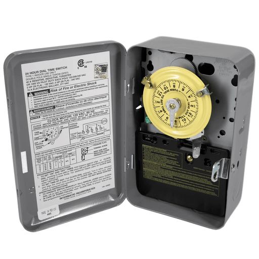 Intermatic Intermatic T101 24-Hour Mechanical Time Switch 120V SPST Indoor Metal Enclosure T101