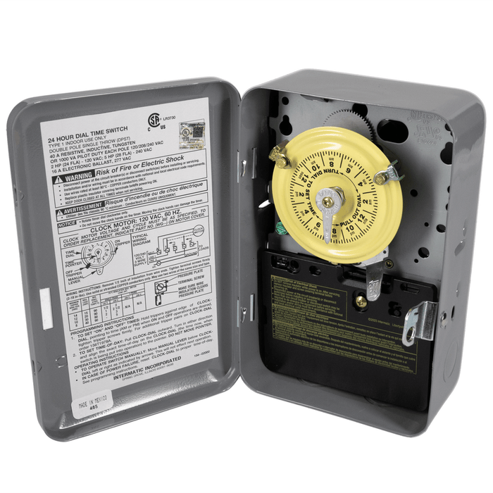 Intermatic Intermatic T101 24-Hour Mechanical Time Switch 120V SPST Indoor Metal Enclosure T101