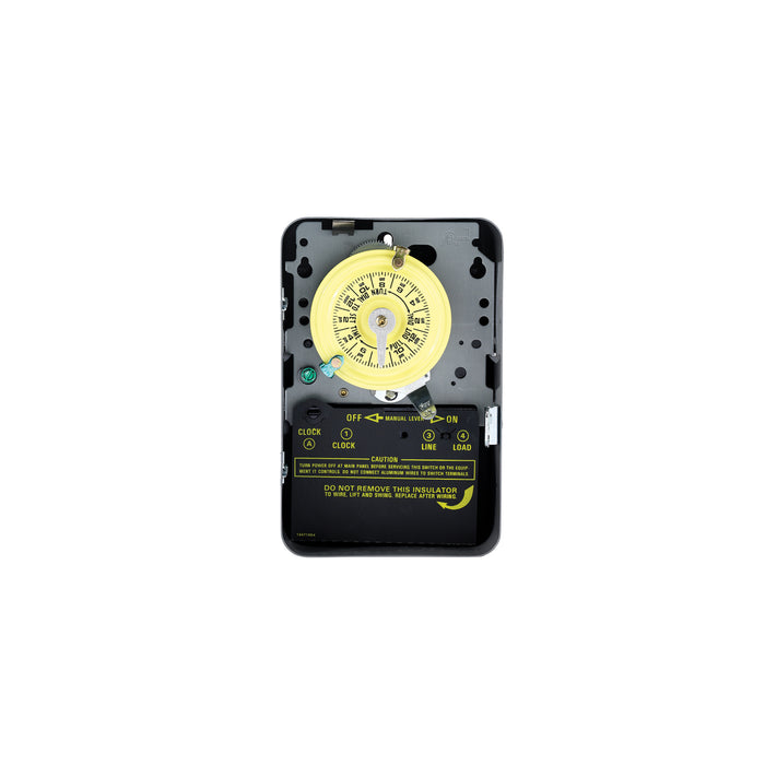 Intermatic T104 24-hour mechanical timer mechanism, front view