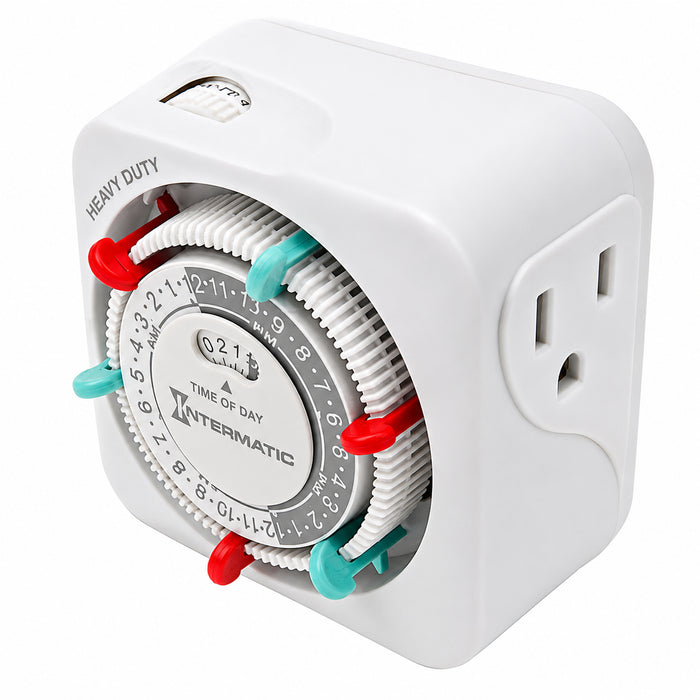 Intermatic TN311 heavy-duty timer shown from the side with rotary scheduling dial.