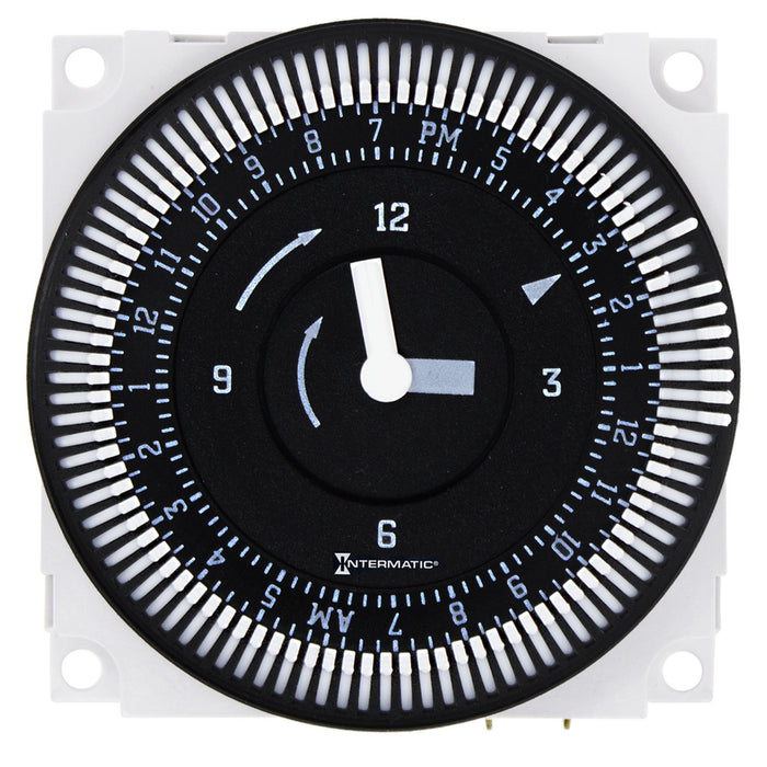 Graesslin FM1STUZ-24U 24-hour panel mount timer with black dial and 15-minute switching intervals.