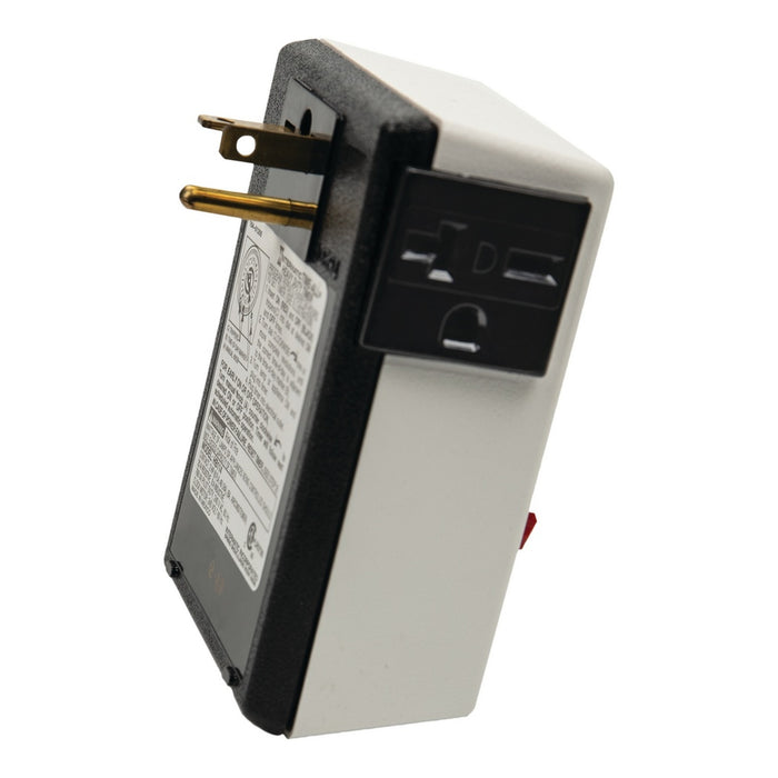Intermatic HB114 plug-in timer shown from the side with heavy-duty housing and plug connection.