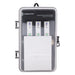 Intermatic IG2240-PK surge protective device shown with protective cover open and internal modules visible.
