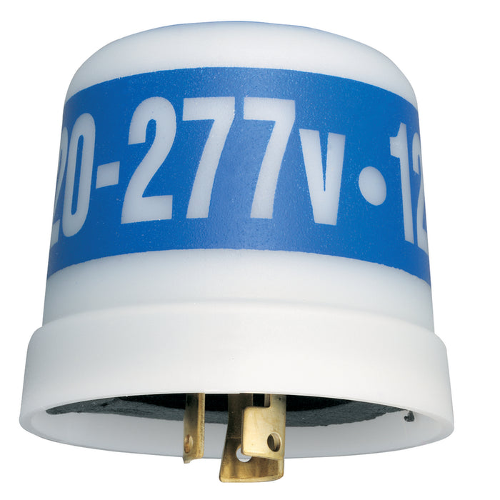 Intermatic LC4536LAC locking thermal photocontrol with white housing and blue 120–277V label.