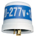 Intermatic LC4536LAC locking thermal photocontrol with white housing and blue 120–277V label.
