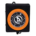 Intermatic PB913N 24-hour mechanical panel mount timer with orange trippers and black housing, front view.