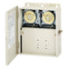 Intermatic T10404R pool and spa control center with dual T104M mechanical timers and open light beige enclosure