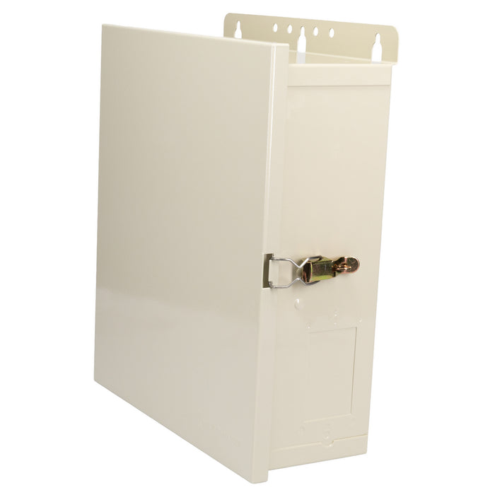 Intermatic T10404R pool and spa control center with closed light beige steel enclosure.