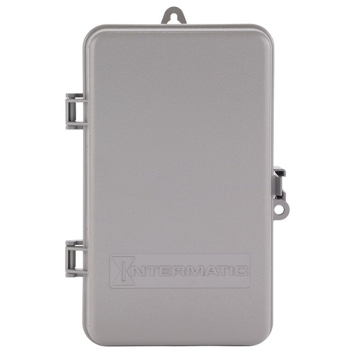 Intermatic T8845PV irrigation timer shown with closed Type 3R enclosure.