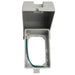 Intermatic WP1010MXD single-gang weatherproof cover shown open with receptacle insert visible.