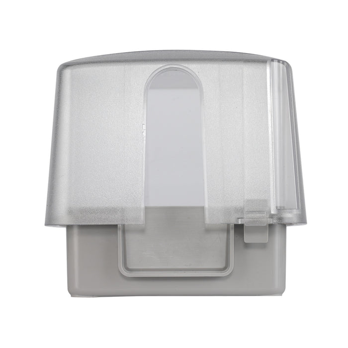 Intermatic WP5500C 4.75-inch double-gang clear/gray weatherproof in-use cover, front view.