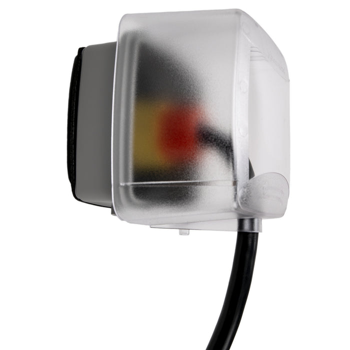 Intermatic WP5500C clear weatherproof cover with connected cord, side view.
