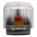Intermatic WP5500C clear/gray weatherproof cover protecting connected outdoor receptacles.