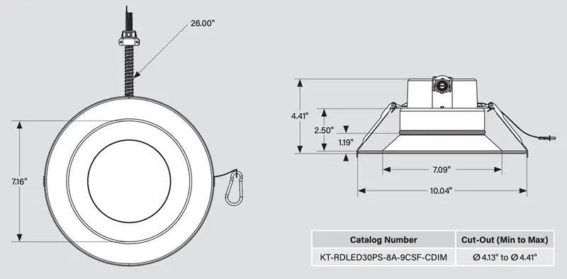 Keystone Keystone KT-RDLED30PS-8A-9CSF-CDIM 8" LED Recessed Downlight KT-RDLED30PS-8A-9CSF-CDIM