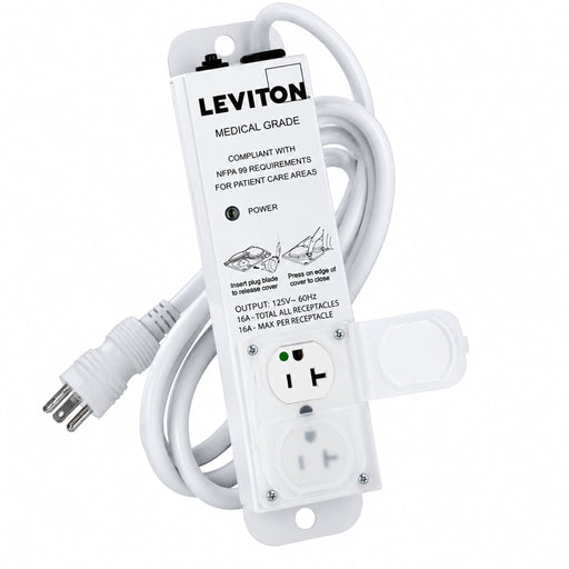 Leviton Leviton 5302M-2N7 Medical Grade Power Strip, 20A 125V, 2-Outlet, 7-ft Cord 5302M-2N7