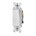 Leviton 5603-2W white Decora 3-way rocker switch angled side view showing mounting strap.